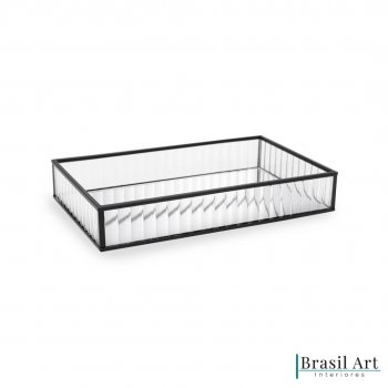 Bandeja Decorativa em Metal Preto 15x25cm