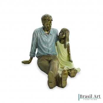 Estátua para Decoração Pai e Filha