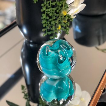 Bola Decorativa em Vidro Azul Tiffany