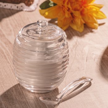 Açucareiro em Cristal com Colher