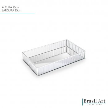 Bandeja Decorativa em Metal Prata 15x25cm