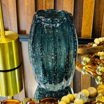 Vaso Decorativo Azul Petróleo Oval Italy - Design Sofisticado e Moderno