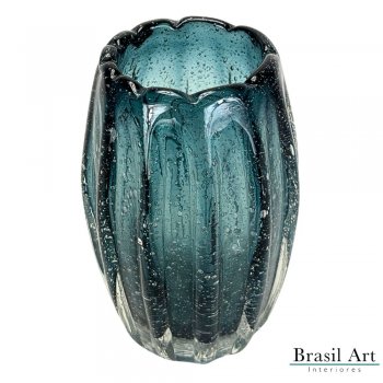 Vaso Decorativo Azul Petróleo Oval Italy - Design Sofisticado e Moderno