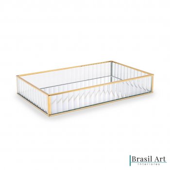 Bandeja Decorativa em Metal Dourada 20x30cm