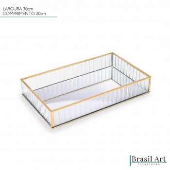 Bandeja Decorativa em Metal Dourada 20x30cm