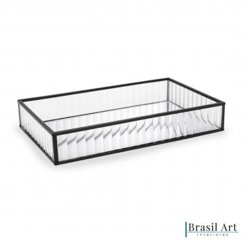 Bandeja Decorativa em Metal Preto 20x30cm