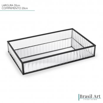 Bandeja Decorativa em Metal Preto 20x30cm