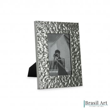 Porta-Retrato Decorativo com Textura Prata 10x15cm