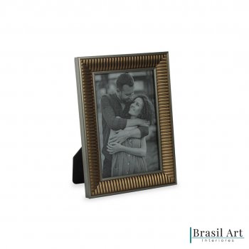 Porta-Retrato Decorativo Franzido Bronze 10x15cm