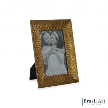 Porta-Retrato Decorativo Escama Ouro Velho 10x15cm