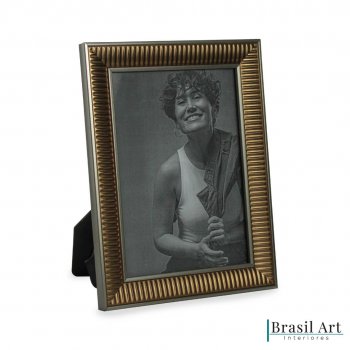 Porta-Retrato Decorativo Franzido Bronze 13x18cm