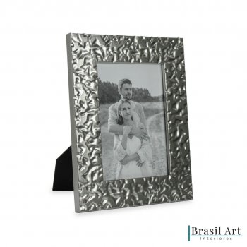 Porta-Retrato Decorativo com Textura Prata 13x18cm