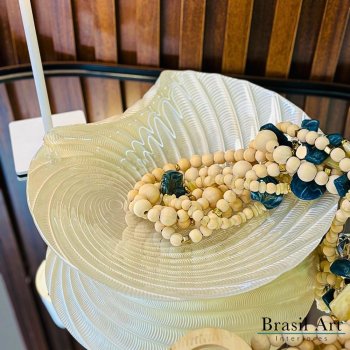 Centro de Mesa Decorativo Concha Pérola - Design Orgânico Rústico Chic