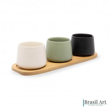 Conjunto 03 Bowls e Bandeja para Petiscos