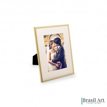 Porta-Retrato Decorativo em Basic em Inox Dourado 10x15cm